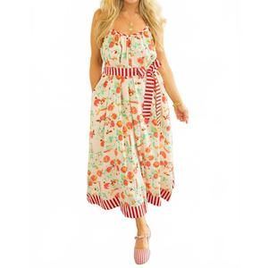 NEW ENTRO ayleen floral self tie midi dress in red multi